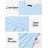 imageZESICA Womens Summer Short Sleeve Maxi Dress 2025 Casual Crewneck Pleated A Line Flowy Long Dresses with PocketsLight Blue