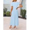 imageZESICA Womens Summer Short Sleeve Maxi Dress 2025 Casual Crewneck Pleated A Line Flowy Long Dresses with PocketsLight Blue