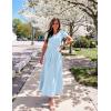imageZESICA Womens Summer Short Sleeve Maxi Dress 2025 Casual Crewneck Pleated A Line Flowy Long Dresses with PocketsLight Blue