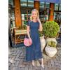 imageZESICA Womens Summer Short Sleeve Maxi Dress 2025 Casual Crewneck Pleated A Line Flowy Long Dresses with PocketsNavy
