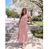 imageZESICA Womens Summer Short Sleeve Maxi Dress 2025 Casual Crewneck Pleated A Line Flowy Long Dresses with PocketsPink