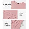imageZESICA Womens Summer Short Sleeve Maxi Dress 2025 Casual Crewneck Pleated A Line Flowy Long Dresses with PocketsPink