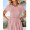 imageZESICA Womens Summer Short Sleeve Maxi Dress 2025 Casual Crewneck Pleated A Line Flowy Long Dresses with PocketsPink