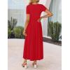 imageZESICA Womens Summer Short Sleeve Maxi Dress 2025 Casual Crewneck Pleated A Line Flowy Long Dresses with PocketsRed