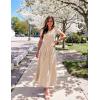imageZESICA Womens Summer Short Sleeve Maxi Dress 2025 Casual Crewneck Pleated A Line Flowy Long Dresses with PocketsSandy