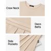 imageZESICA Womens Summer Short Sleeve Maxi Dress 2025 Casual Crewneck Pleated A Line Flowy Long Dresses with PocketsSandy
