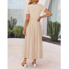 imageZESICA Womens Summer Short Sleeve Maxi Dress 2025 Casual Crewneck Pleated A Line Flowy Long Dresses with PocketsSandy