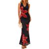 imageZESICA Womens 2025 Summer Bodycon Maxi Dress Sleeveless Halter Neck Floral Print Backless Wedding Guest Party Long DressesBlack
