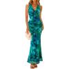imageZESICA Womens 2025 Summer Bodycon Maxi Dress Sleeveless Halter Neck Floral Print Backless Wedding Guest Party Long DressesGreen