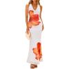 imageZESICA Womens 2025 Summer Bodycon Maxi Dress Sleeveless Halter Neck Floral Print Backless Wedding Guest Party Long DressesOrange