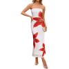 imageZESICA Womens Boho Floral Strapless Maxi Dress 2025 Summer Off Shoulder Bodycon Beach Party Long DressesWhite