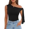 imageZESICA Womens Off Shoulder Tops 2025 Summer Sleeveless Knit Slim Fit Cute T Shirts Going Out Tank TopBlack