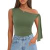 imageZESICA Womens Off Shoulder Tops 2025 Summer Sleeveless Knit Slim Fit Cute T Shirts Going Out Tank TopGreen