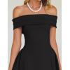 imageZESICA Cocktail Dresses for Womens Elegant Off Shoulder Short Sleeve Swing A Line Wedding Evening Party Midi DressBlack