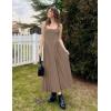 imageZESICA Womens 2025 Summer Sleeveless Square Neck Sundress Casual Long Flowy A Line Beach Vacation Maxi DressesKhaki