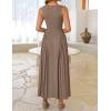 imageZESICA Womens 2025 Summer Sleeveless Square Neck Sundress Casual Long Flowy A Line Beach Vacation Maxi DressesKhaki