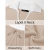 imageZESICA Womens Two Piece Sweater Lounge Sets Fall Winter Oversized Knit Pullover Wide Leg Pants OutfitsApricot