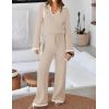 imageZESICA Womens Two Piece Sweater Lounge Sets Fall Winter Oversized Knit Pullover Wide Leg Pants OutfitsApricot
