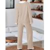 imageZESICA Womens Two Piece Sweater Lounge Sets Fall Winter Oversized Knit Pullover Wide Leg Pants OutfitsApricot