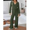 imageZESICA Womens Two Piece Sweater Lounge Sets Fall Winter Oversized Knit Pullover Wide Leg Pants OutfitsArmygreen