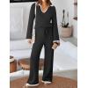 imageZESICA Womens Two Piece Sweater Lounge Sets Fall Winter Oversized Knit Pullover Wide Leg Pants OutfitsBlack
