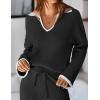 imageZESICA Womens Two Piece Sweater Lounge Sets Fall Winter Oversized Knit Pullover Wide Leg Pants OutfitsBlack