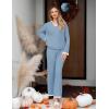 imageZESICA Womens Two Piece Sweater Lounge Sets Fall Winter Oversized Knit Pullover Wide Leg Pants OutfitsDustyblue