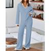 imageZESICA Womens Two Piece Sweater Lounge Sets Fall Winter Oversized Knit Pullover Wide Leg Pants OutfitsDustyblue