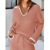 imageZESICA Womens Two Piece Sweater Lounge Sets Fall Winter Oversized Knit Pullover Wide Leg Pants OutfitsGrapefruit