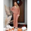 imageZESICA Womens Two Piece Sweater Lounge Sets Fall Winter Oversized Knit Pullover Wide Leg Pants OutfitsGrapefruit