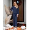 imageZESICA Womens Two Piece Sweater Lounge Sets Fall Winter Oversized Knit Pullover Wide Leg Pants OutfitsNavy