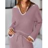 imageZESICA Womens Two Piece Sweater Lounge Sets Fall Winter Oversized Knit Pullover Wide Leg Pants OutfitsPurple