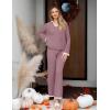 imageZESICA Womens Two Piece Sweater Lounge Sets Fall Winter Oversized Knit Pullover Wide Leg Pants OutfitsPurple