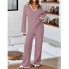 imageZESICA Womens Two Piece Sweater Lounge Sets Fall Winter Oversized Knit Pullover Wide Leg Pants OutfitsPurple