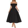 imageZESICA Cocktail Dresses for Womens Elegant Off Shoulder Short Sleeve Swing A Line Wedding Evening Party Midi DressBlack