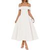 imageZESICA Cocktail Dresses for Womens Elegant Off Shoulder Short Sleeve Swing A Line Wedding Evening Party Midi DressWhite