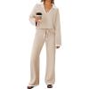 imageZESICA Womens Two Piece Sweater Lounge Sets Fall Winter Oversized Knit Pullover Wide Leg Pants OutfitsApricot