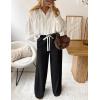 imageZESICA Womens Drawstring High Waist Jeans Loose Fit Wide Leg Straight Baggy Trendy Denim Pants with PocketsBlack