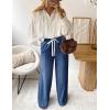 imageZESICA Womens Drawstring High Waist Jeans Loose Fit Wide Leg Straight Baggy Trendy Denim Pants with PocketsDustyblue