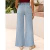 imageZESICA Womens Drawstring High Waist Jeans Loose Fit Wide Leg Straight Baggy Trendy Denim Pants with PocketsLightblue