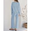 imageZESICA Womens 2 Piece Outfits Set 2024 Casual Long Sleeve Knit Pullover Top and Wide Leg Pants Sweatsuit Lounge SetsBlue