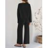 imageZESICA Womens 2 Piece Outfits Set 2024 Casual Long Sleeve Knit Pullover Top and Wide Leg Pants Sweatsuit Lounge SetsDarkblack