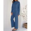 imageZESICA Womens 2 Piece Outfits Set 2024 Casual Long Sleeve Knit Pullover Top and Wide Leg Pants Sweatsuit Lounge SetsDarkblue