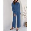 imageZESICA Womens 2 Piece Outfits Set 2024 Casual Long Sleeve Knit Pullover Top and Wide Leg Pants Sweatsuit Lounge SetsDarkblue