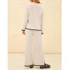 imageZESICA Womens 2 Piece Outfits Set 2024 Casual Long Sleeve Knit Pullover Top and Wide Leg Pants Sweatsuit Lounge SetsNatural