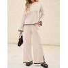 imageZESICA Womens 2 Piece Outfits Set 2024 Casual Long Sleeve Knit Pullover Top and Wide Leg Pants Sweatsuit Lounge SetsNatural