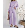 imageZESICA Womens 2 Piece Outfits Set 2024 Casual Long Sleeve Knit Pullover Top and Wide Leg Pants Sweatsuit Lounge SetsPurple