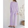 imageZESICA Womens 2 Piece Outfits Set 2024 Casual Long Sleeve Knit Pullover Top and Wide Leg Pants Sweatsuit Lounge SetsPurple