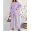 imageZESICA Womens 2 Piece Outfits Set 2024 Casual Long Sleeve Knit Pullover Top and Wide Leg Pants Sweatsuit Lounge SetsPurple