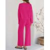 imageZESICA Womens 2 Piece Outfits Set 2024 Casual Long Sleeve Knit Pullover Top and Wide Leg Pants Sweatsuit Lounge SetsRose
